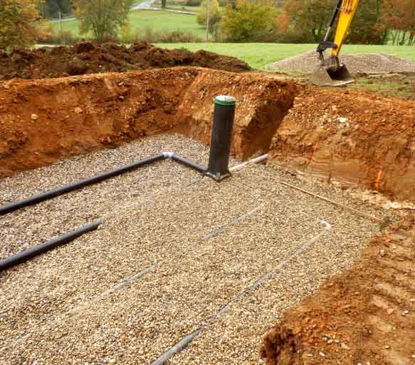 Chantier d'assainissement autonome gravier vicat