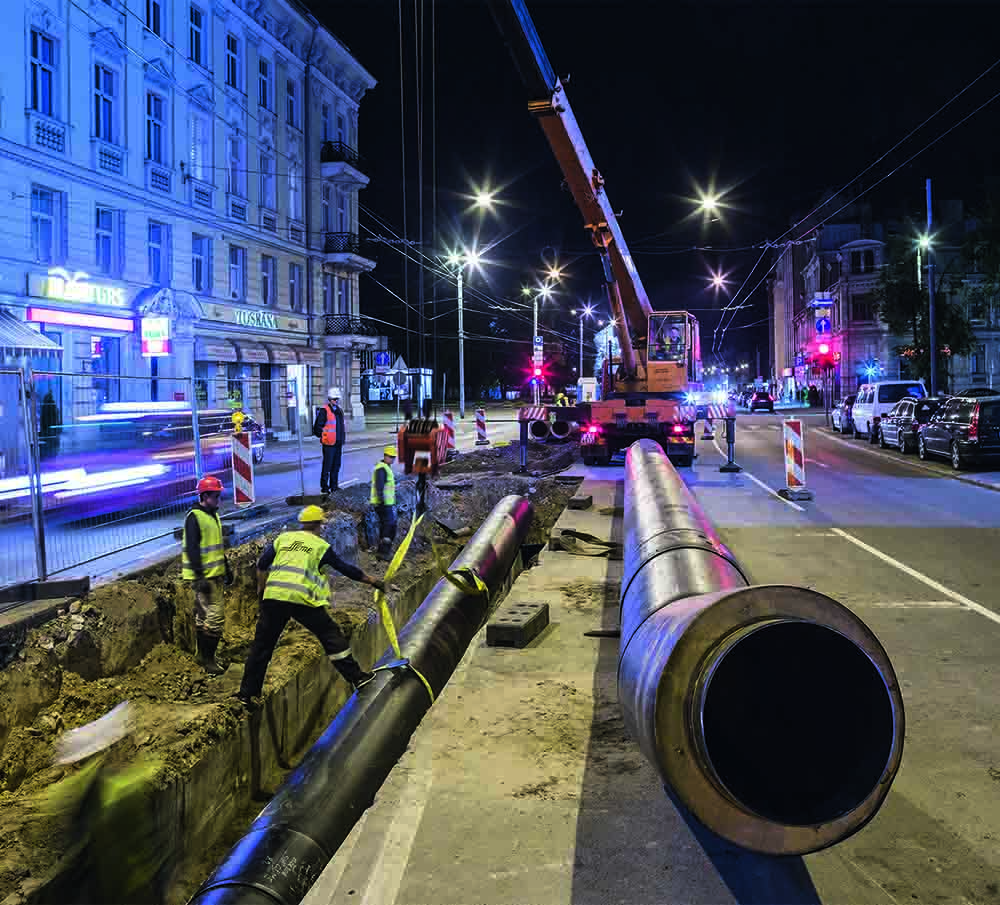 Chantier enrobage du tuyau